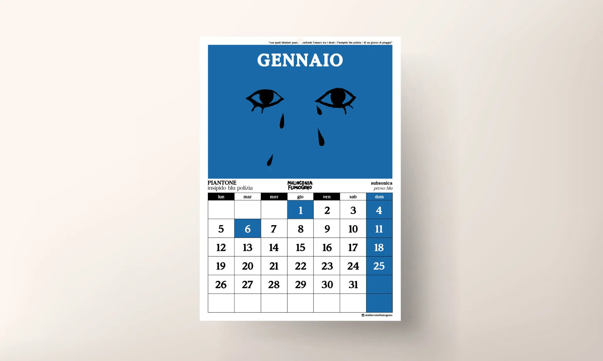 Calendario 2026 malinconia fumogeno - PIANTONI & RABBIONI - Un anno di lacrime e molotov - immagine 3